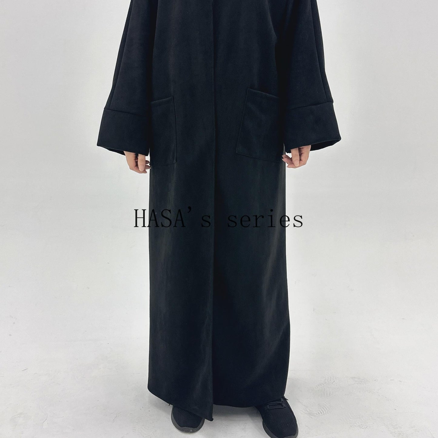 LUMAYA5148 Suede-textured, Simple Cardigan-style Long Robe, A Loose and Comfortable Dress for Autumn and Winter.