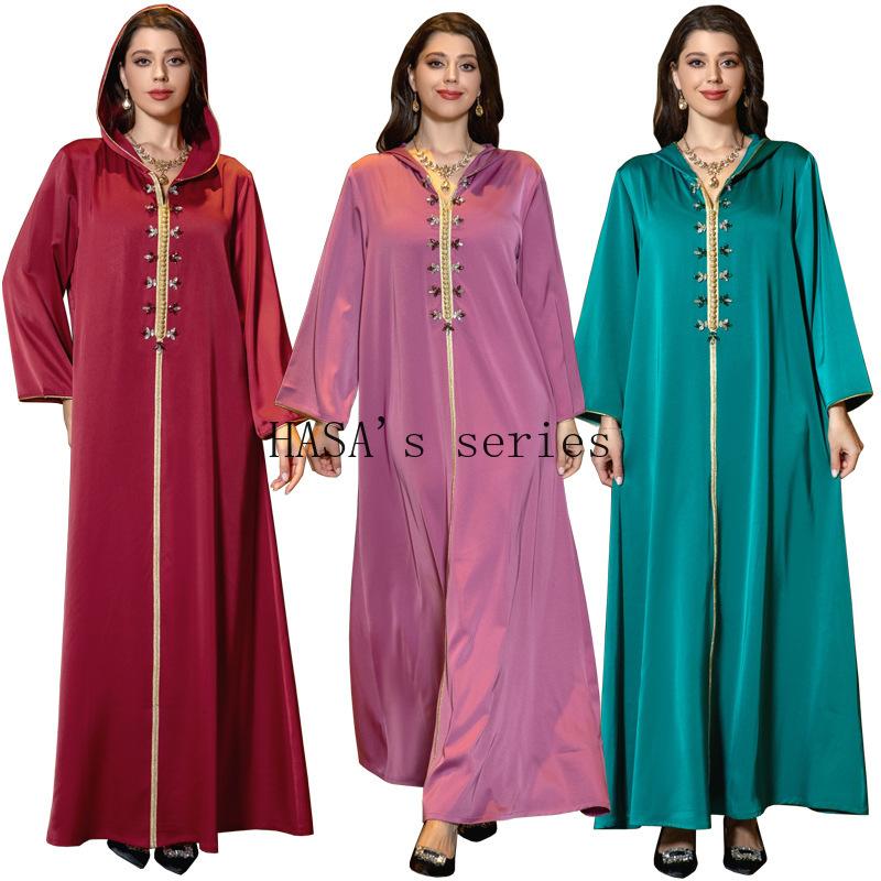 LMSA's Series  LM1231 Jeweled Ribbon Satin Home Dress Abaya