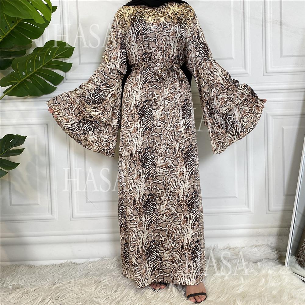 LM6590 Fashionable Printed Loose-fitting Dress with Lace-up Design and Wide Swing