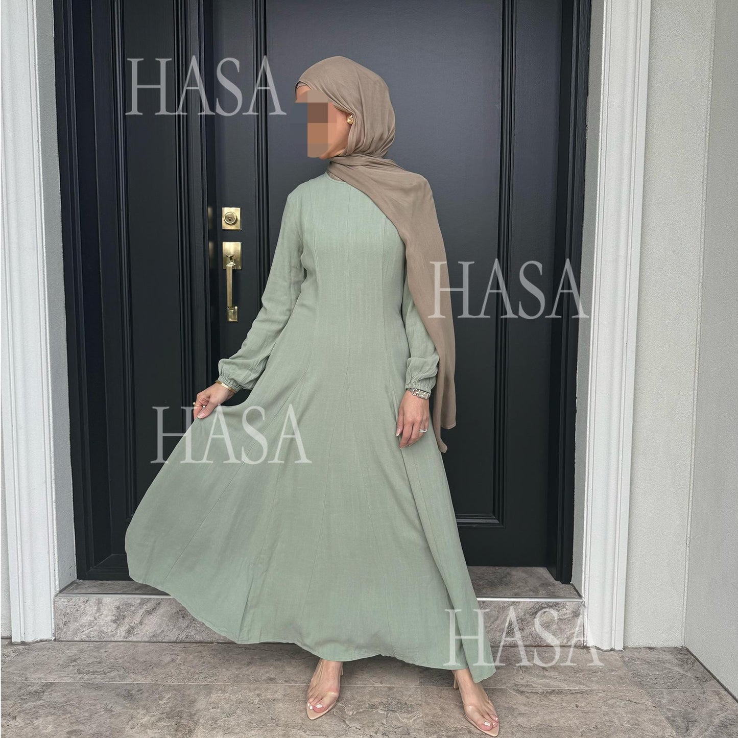 LMSA LM5868 Solid Color Swing Comfortable  Dress Robe Waist Cinching