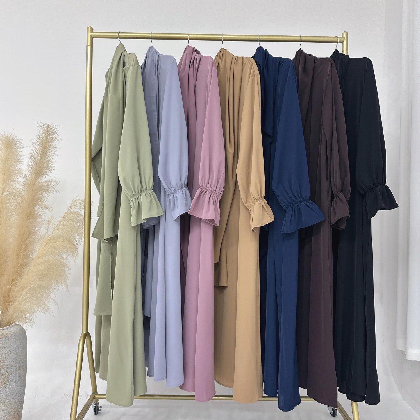 LUMAYA LM1173 Solid Color Hooded Abaya with Side Pocket