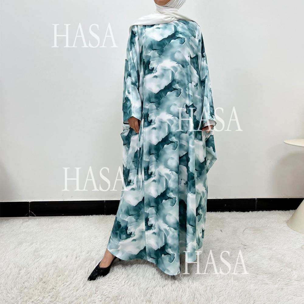 LUMAYA6502 Loose-fitting Printed Robe (headscarf Not Included)