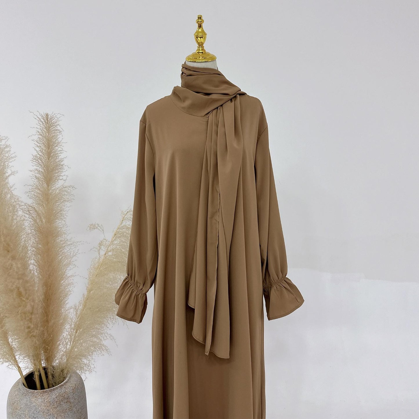 LUMAYA LM1173 Solid Color Hooded Abaya with Side Pocket
