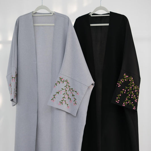 LUMAYA LUMAYA1046 Flower Embroidery Elegant Cardigan Robe