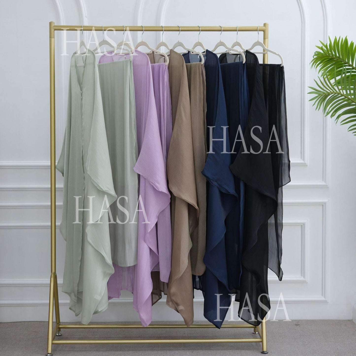 LUMAYA6534 Elegant Island Wrinkle Texture Solid Color Cardigan Robe