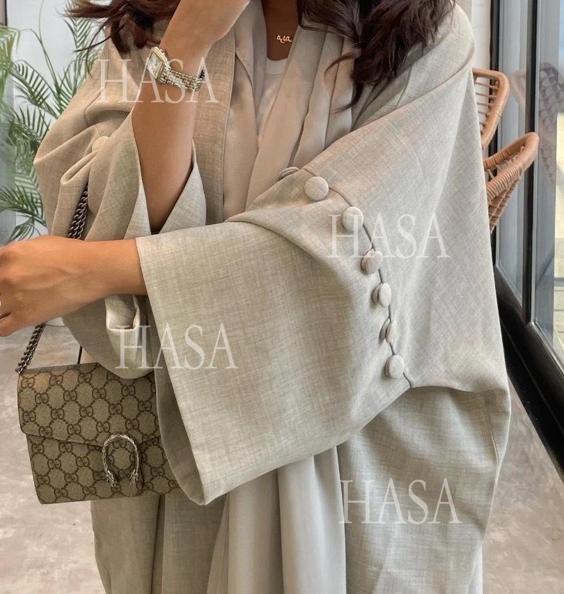 LUMAYA6561 Simple Style Large Size Long Cardigan Robe