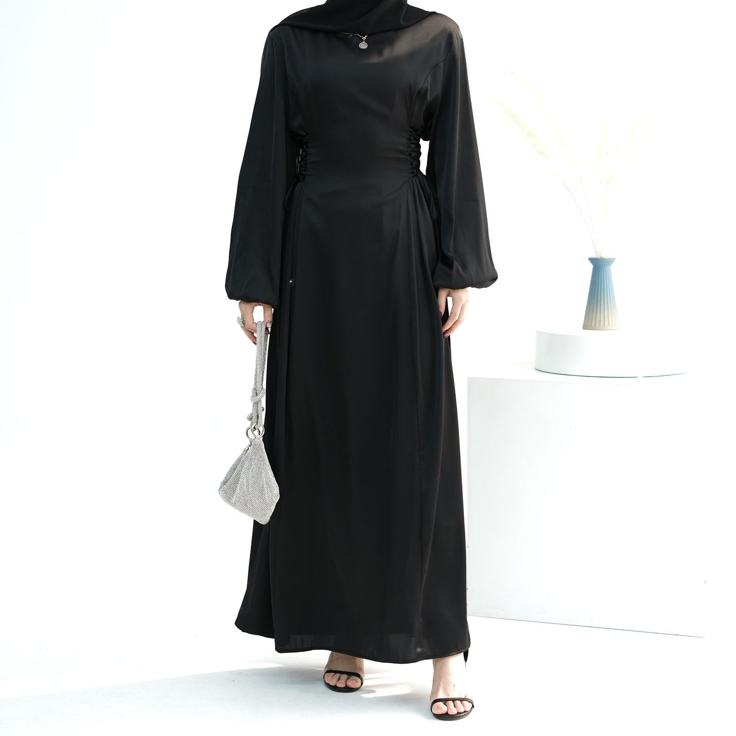 LUMAYA LUMAYA0991 Solid Color High-necked Slim Elegant Dress