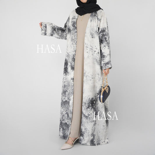 LUMAYA6322 Elegant Lightweight Printed Long Cardigan(Abaya Size 52-54)
