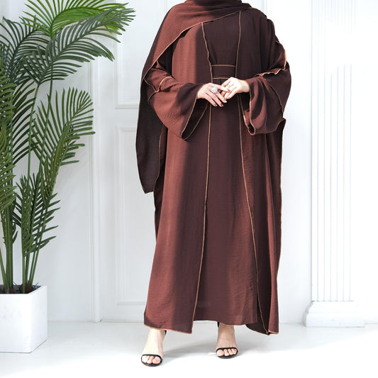 LUMAYA LM1095 3pcs Set Cardigan+without Sleeves Inner Dress+Hijab