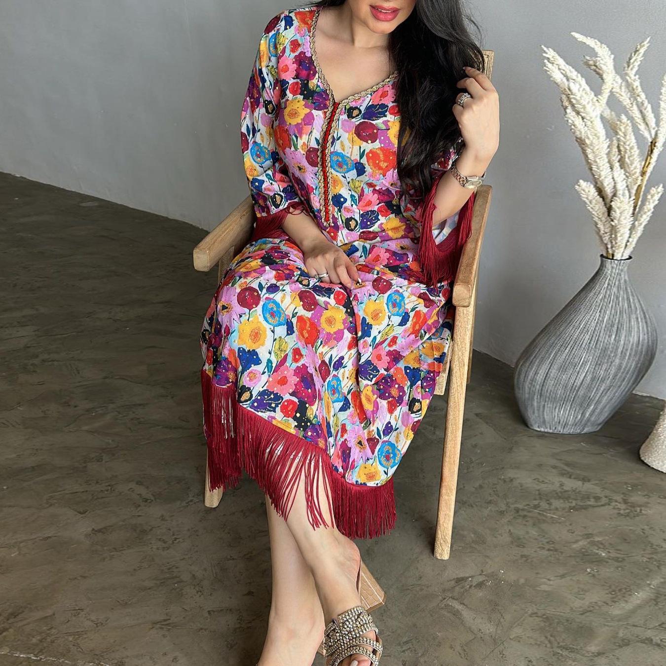 LUMAYA LUMAYA1080 Printed Casual Muslim Abaya
