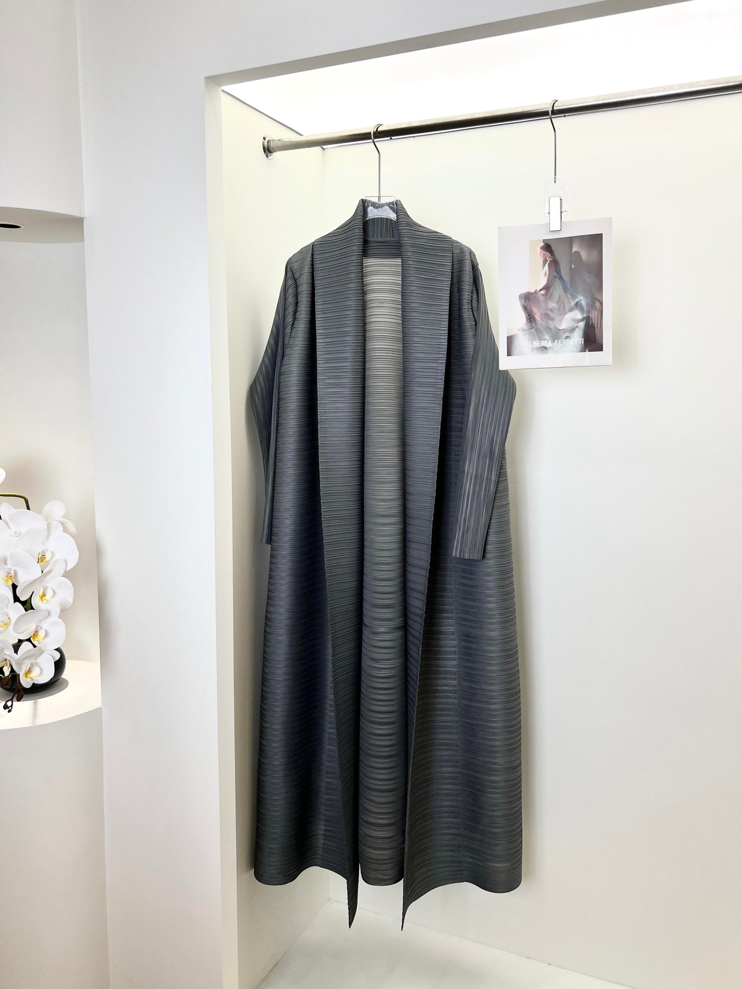 LUMAYA6729 Chocolate Crinkle | Brown Textured Open Abaya