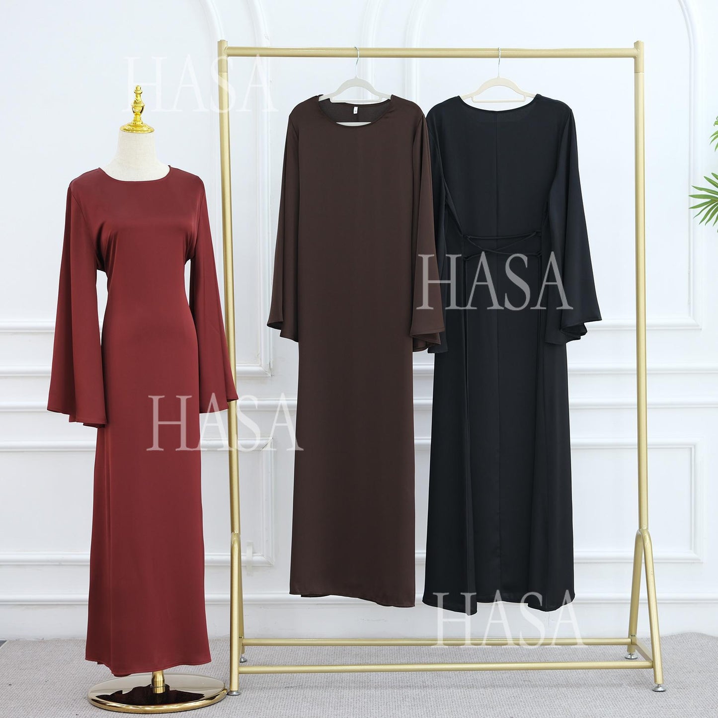 LUMAYA6491 Elegant Bell Sleeve Maxi Dress