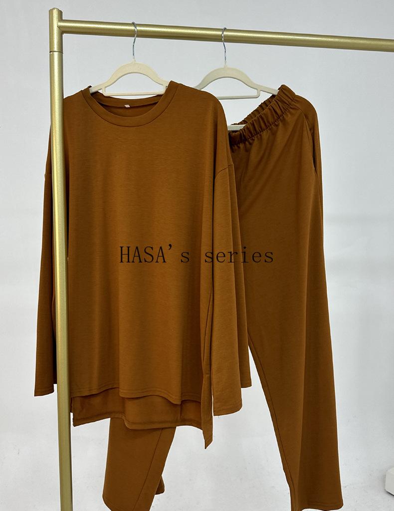 LUMAYA5488 Fashionable and Comfortable Loose Two-piece Suit - Simple Solid Color Design two  piece co  ords