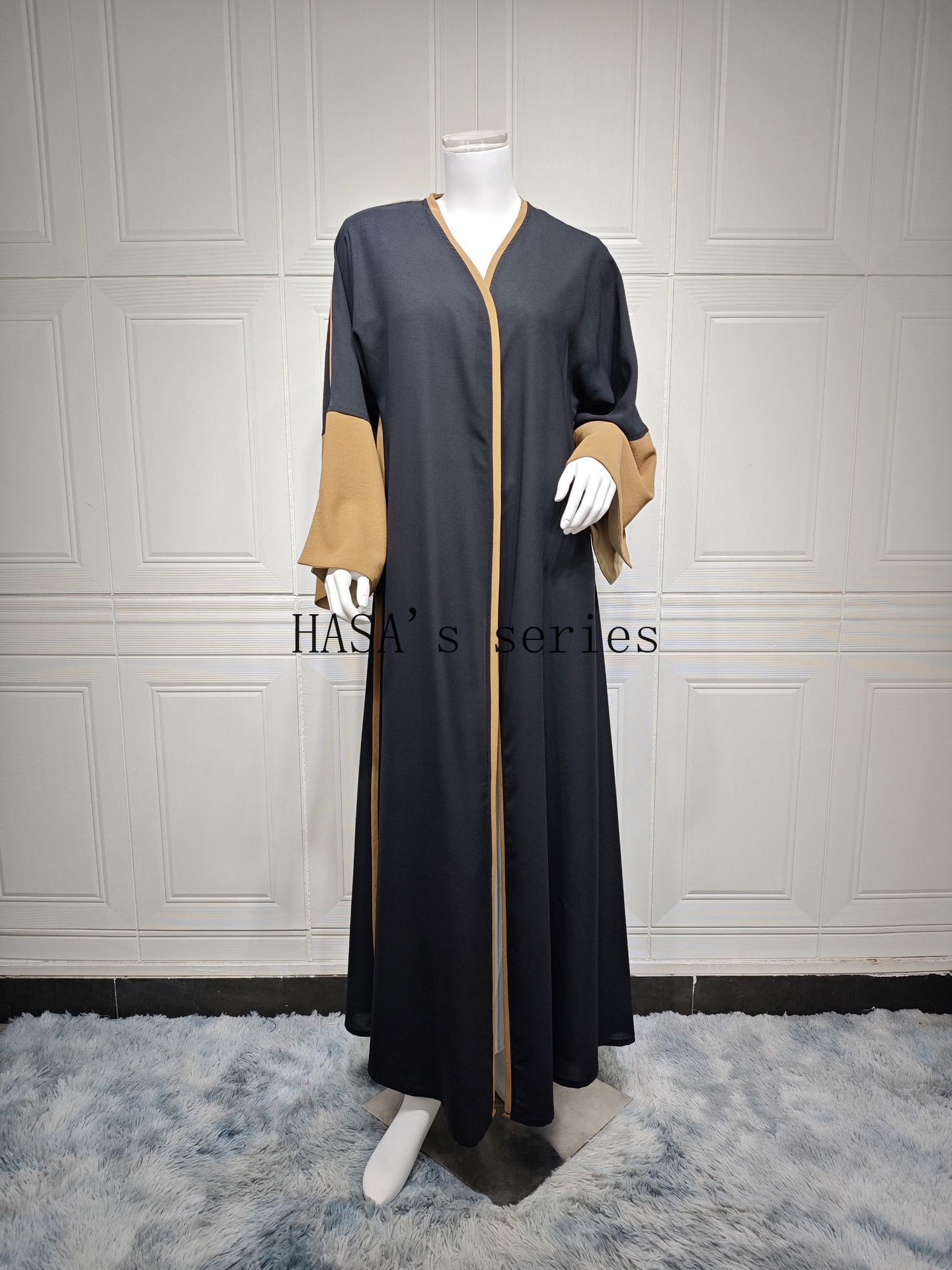 LUMAYA5089 Color-blocked Patchwork Long-sleeved Dress, A Stylish and Elegant Long Design.