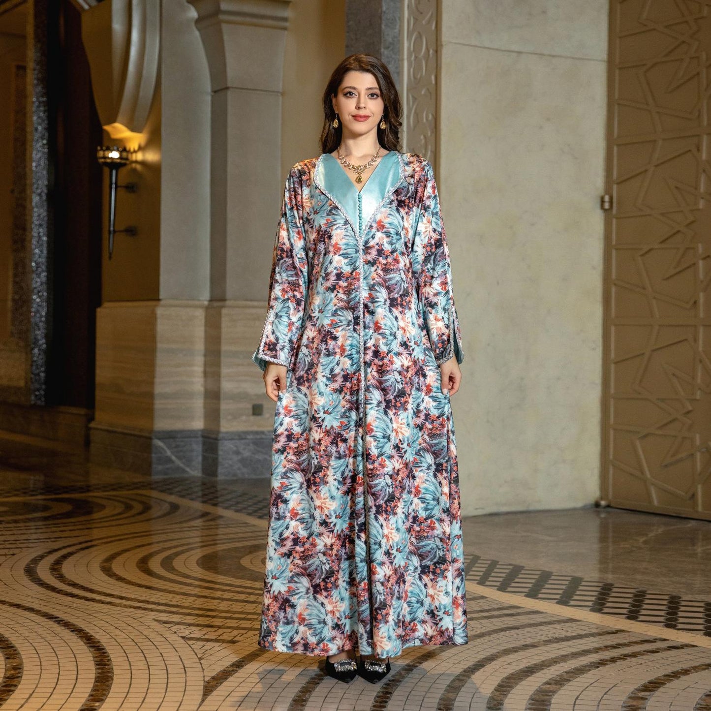 LUMAYA LUMAYA1070 Fashionable Printed Diamond Set Robe