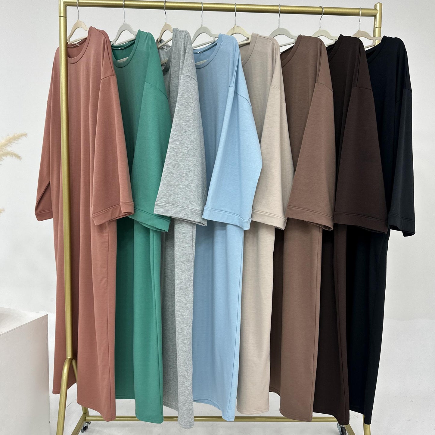 LUMAYA LUMAYA1089 Solid Color Hoodie Dress