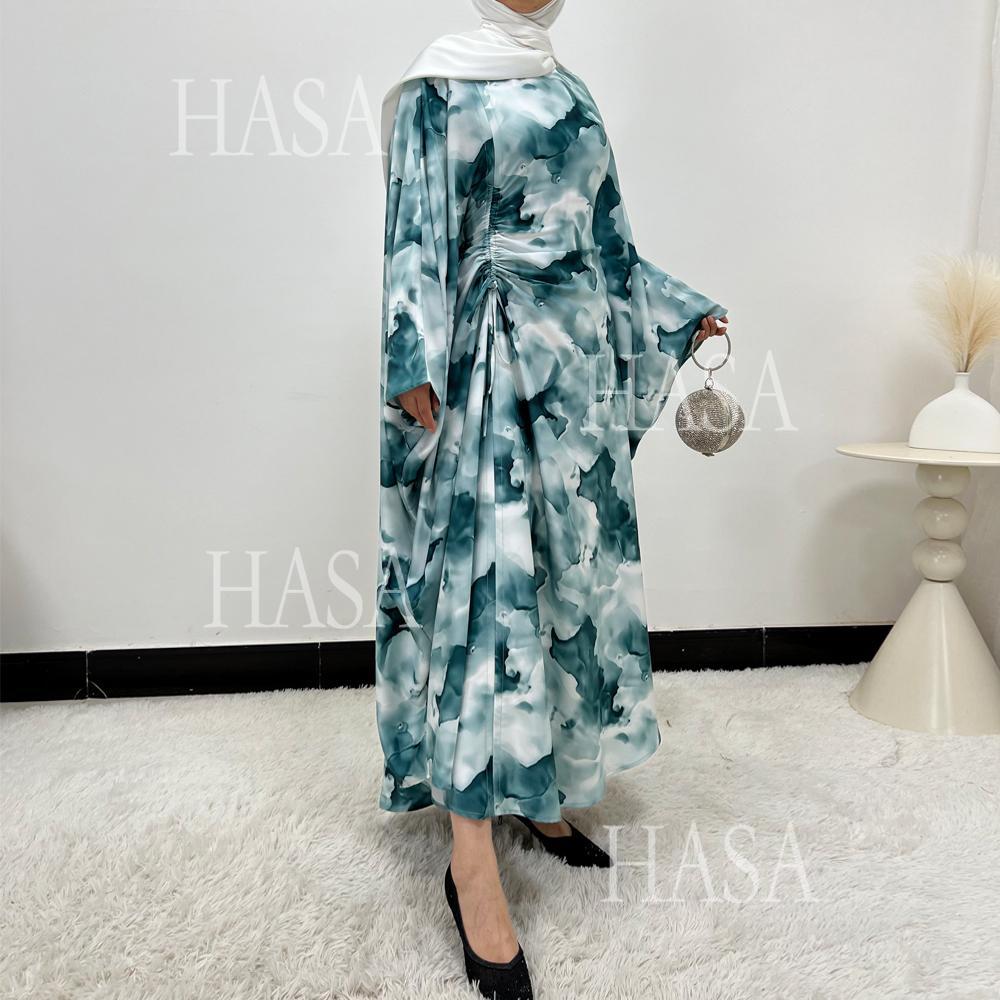 LUMAYA6502 Loose-fitting Printed Robe (headscarf Not Included)