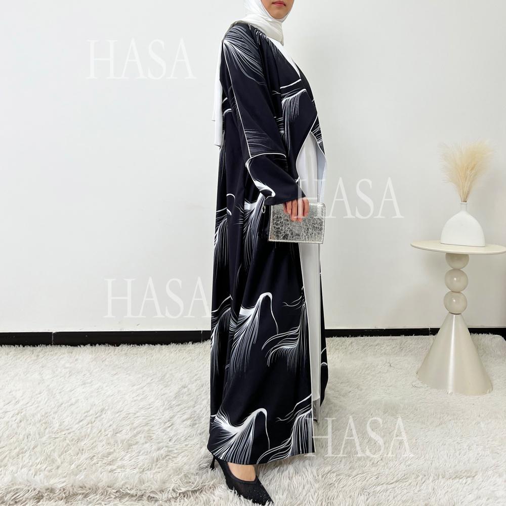 LUMAYA6498 Lightweight Printed Long Abaya Suit