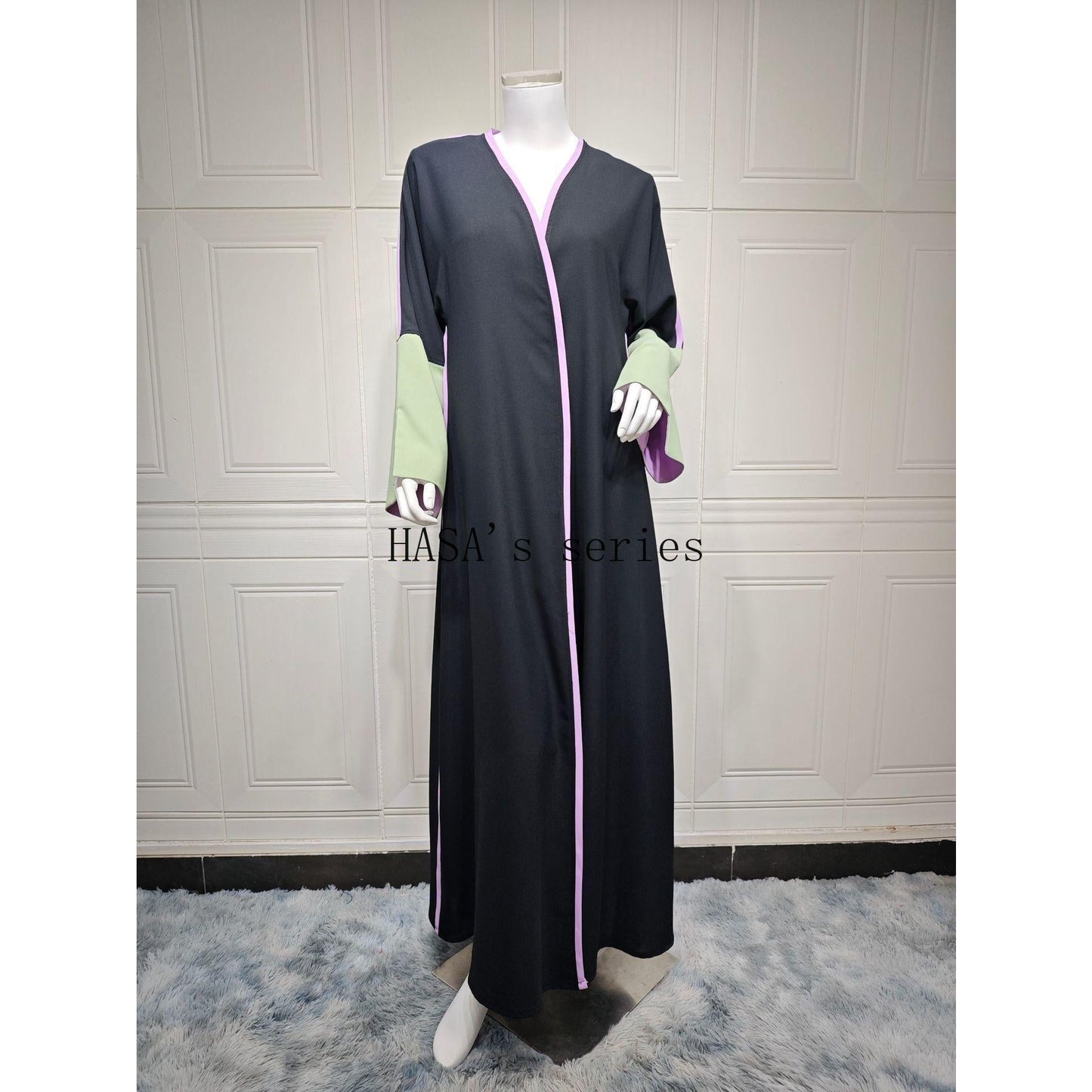 LUMAYA5089 Color-blocked Patchwork Long-sleeved Dress, A Stylish and Elegant Long Design.