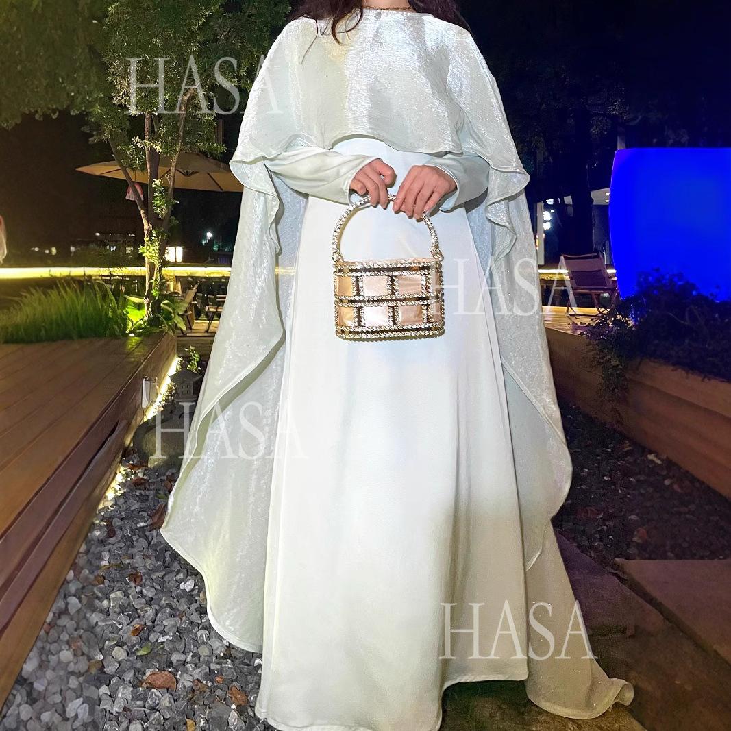 LUMAYA6477 Shiny robe two-piece set with rhinestone sLUMAYAwl decoration