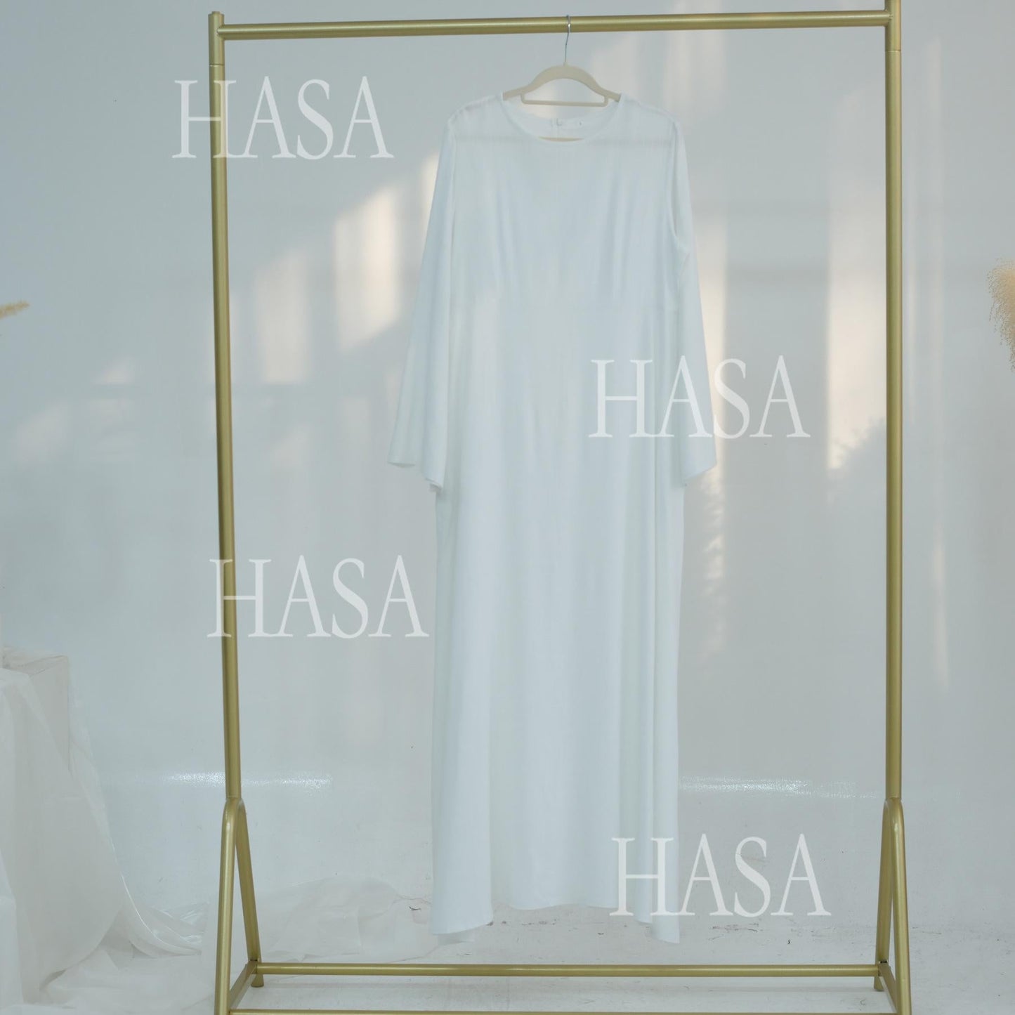 LUMAYA6494 Simple Solid Color Linen Bamboo Dress | Lace-Up Design