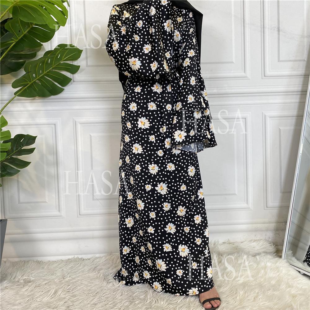 LM6590 Fashionable Printed Loose-fitting Dress with Lace-up Design and Wide Swing