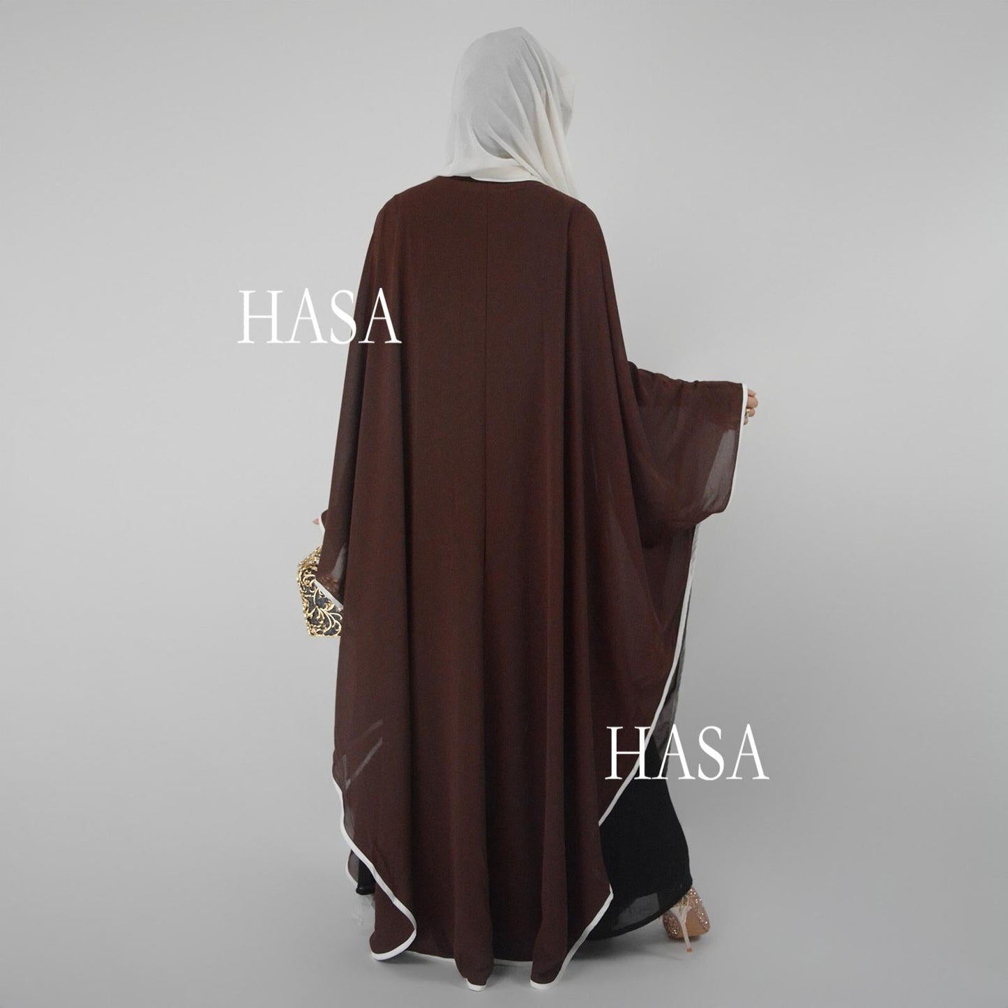 HA6325  One Size Chiffon Cover-Up with Batwing Sleeves and Button Front