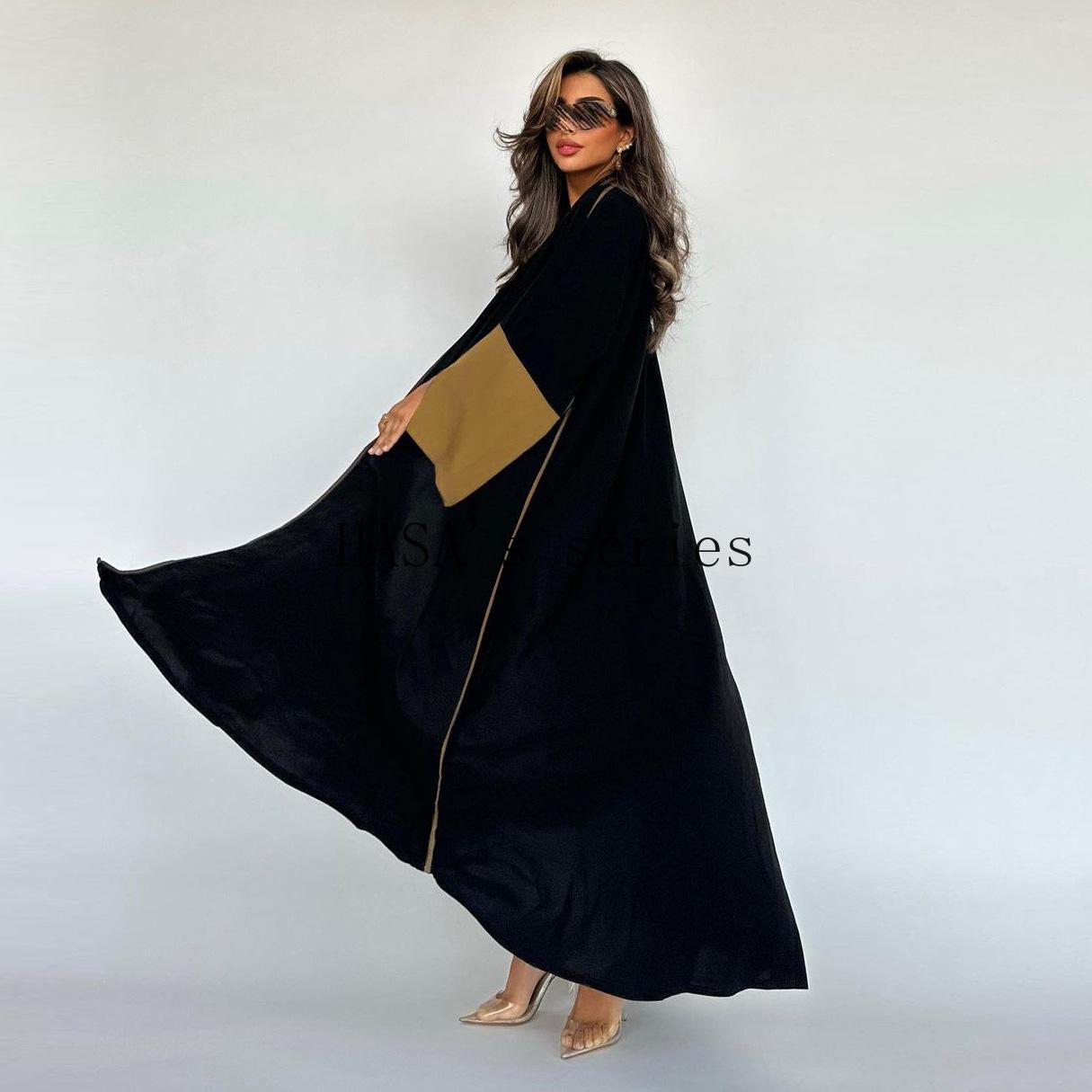 LUMAYA5089 Color-blocked Patchwork Long-sleeved Dress, A Stylish and Elegant Long Design.