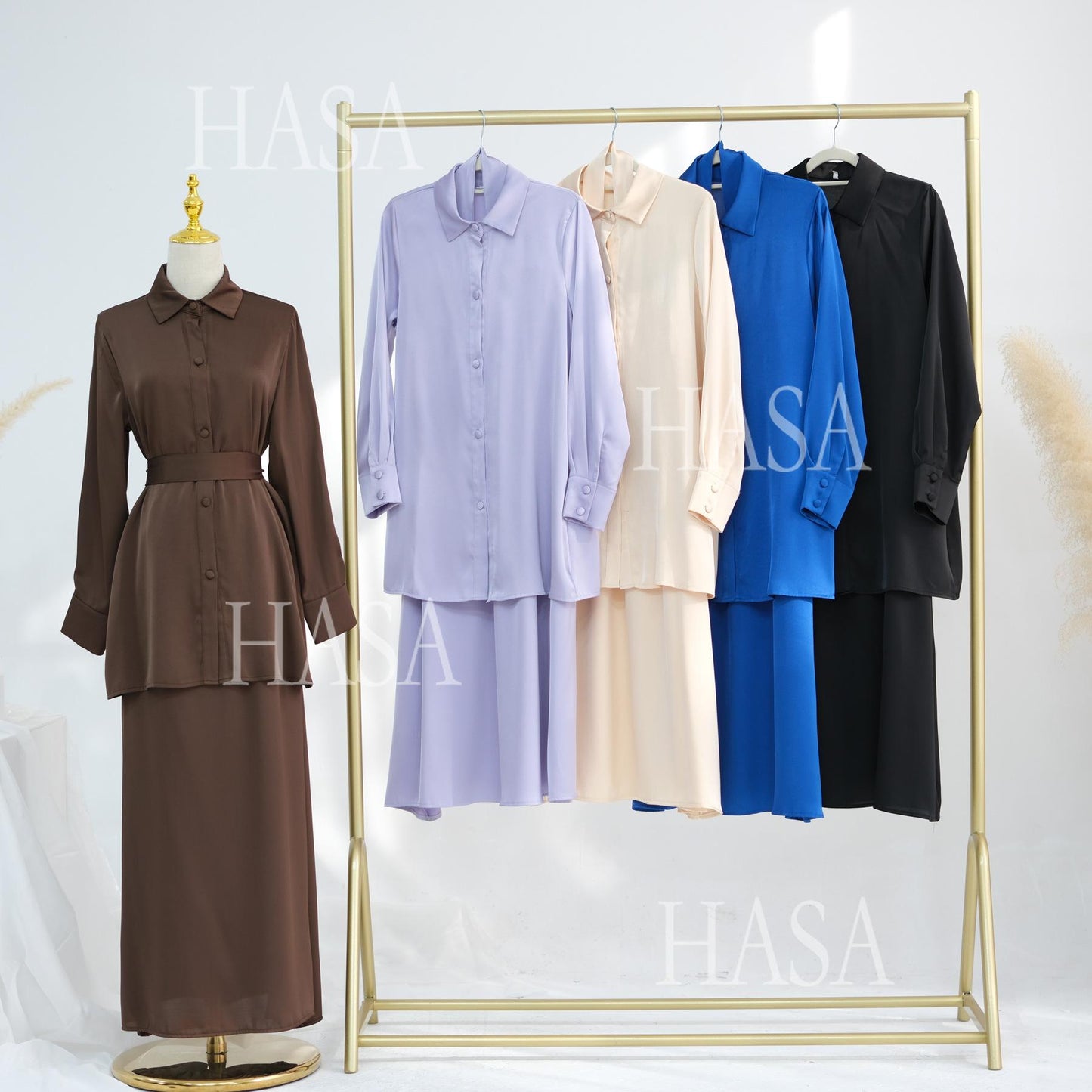 LUMAYA5874 Gentle Lace-up Two-piece Suit, Simple Texture, First Choice for Daily Wear abaya girl