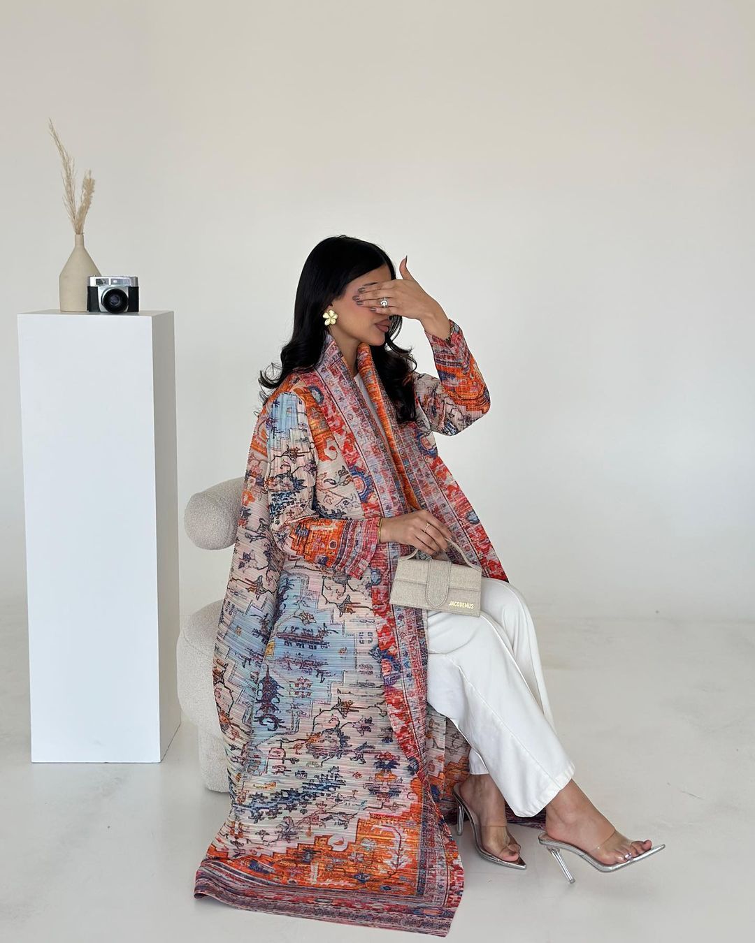 LUMAYA6730  Multicolor Printed Abaya with Traditional Motifs