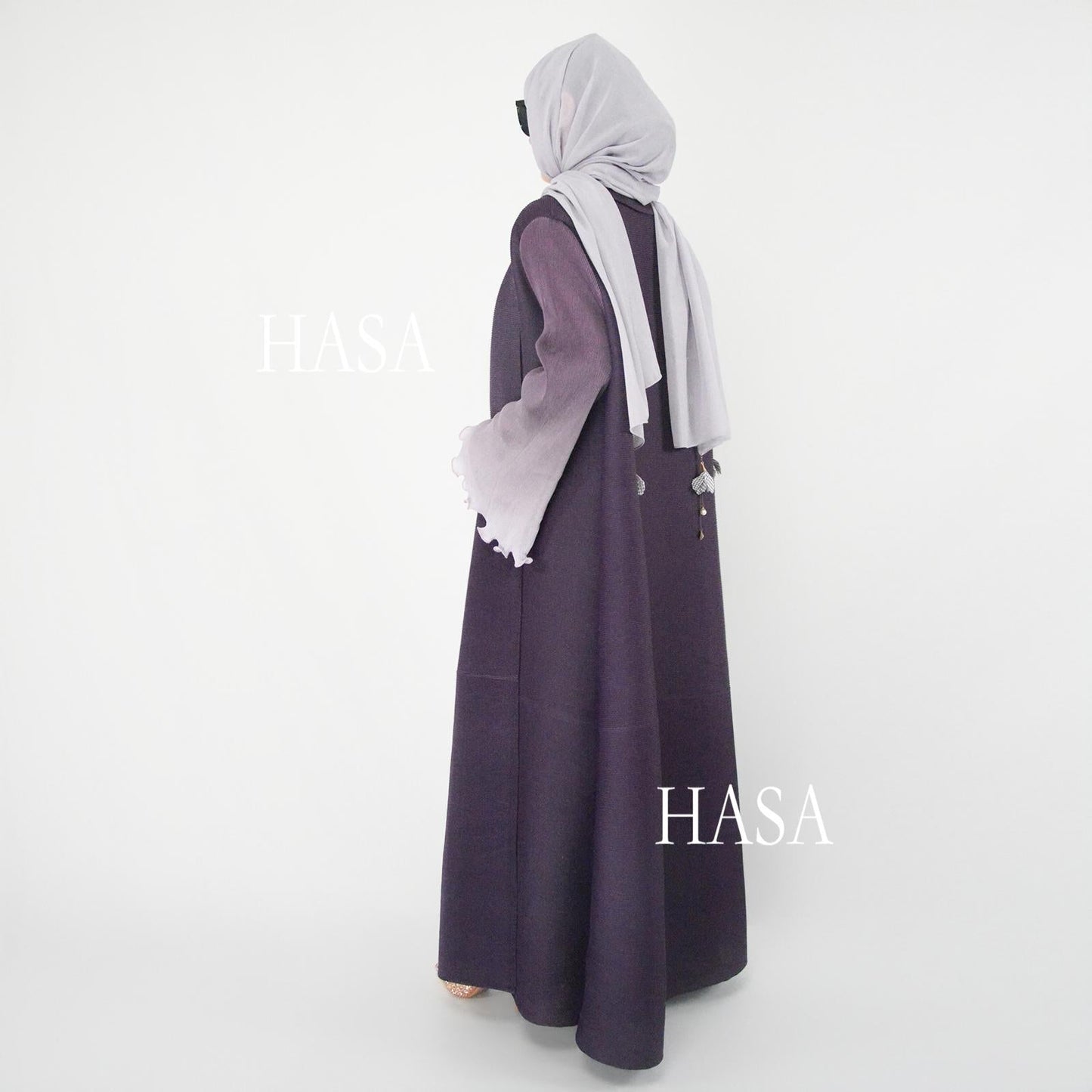 LUMAYA6360 Summer Ombré Gradient Abaya with Pleats and Fluted Bell Cuffs