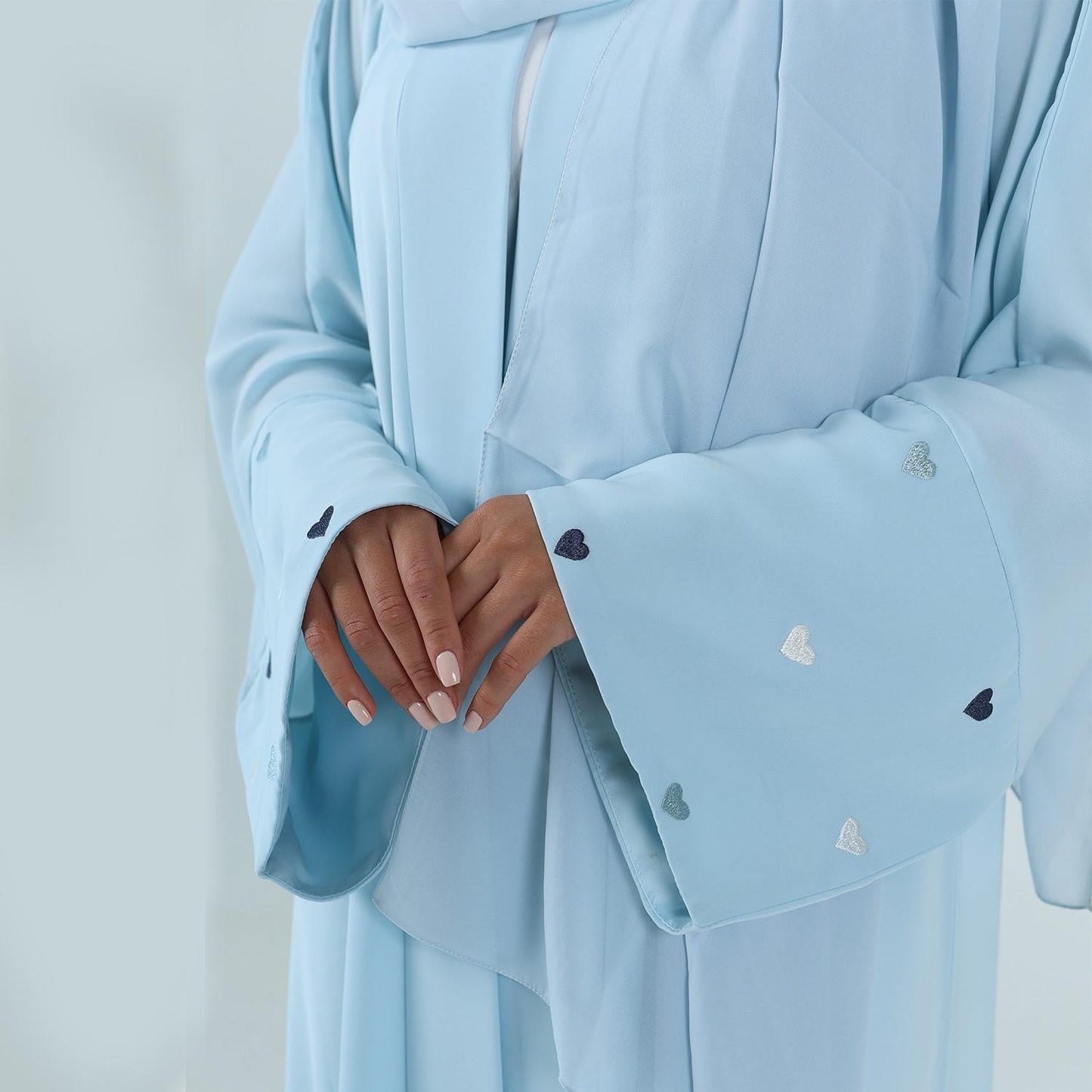 LM1502 Macaroon Color Summer Thin Sleeve Heart Embroidered Robe Cardigan