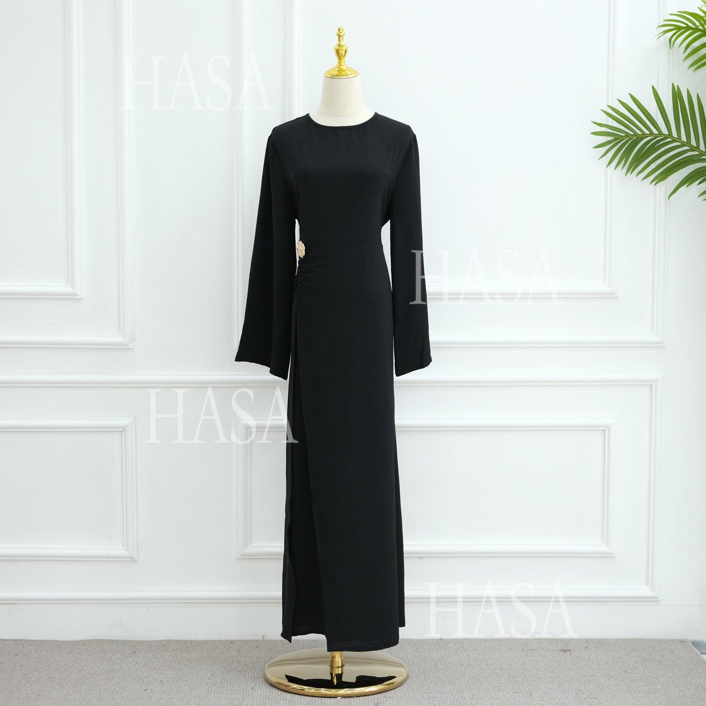 LUMAYA6549 Minimalist Abaya with Waist Detail