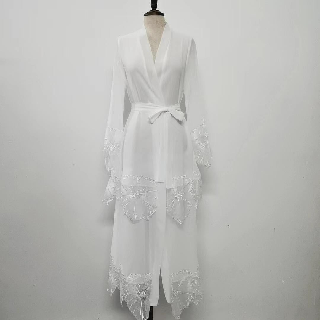 LUMAYA LUMAYA1025 1pcs Lace Embroidery Double-Layer Cardigan