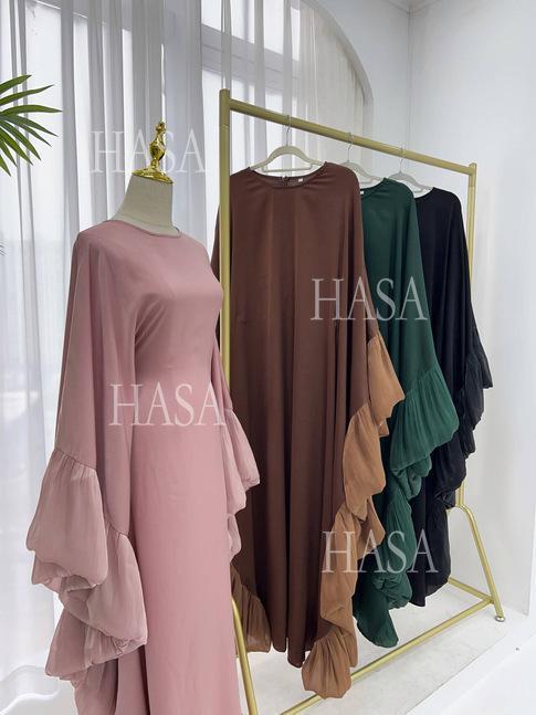 LUMAYA6473 Elegant and Graceful Heavy Stitching Lace Sleeve Robe