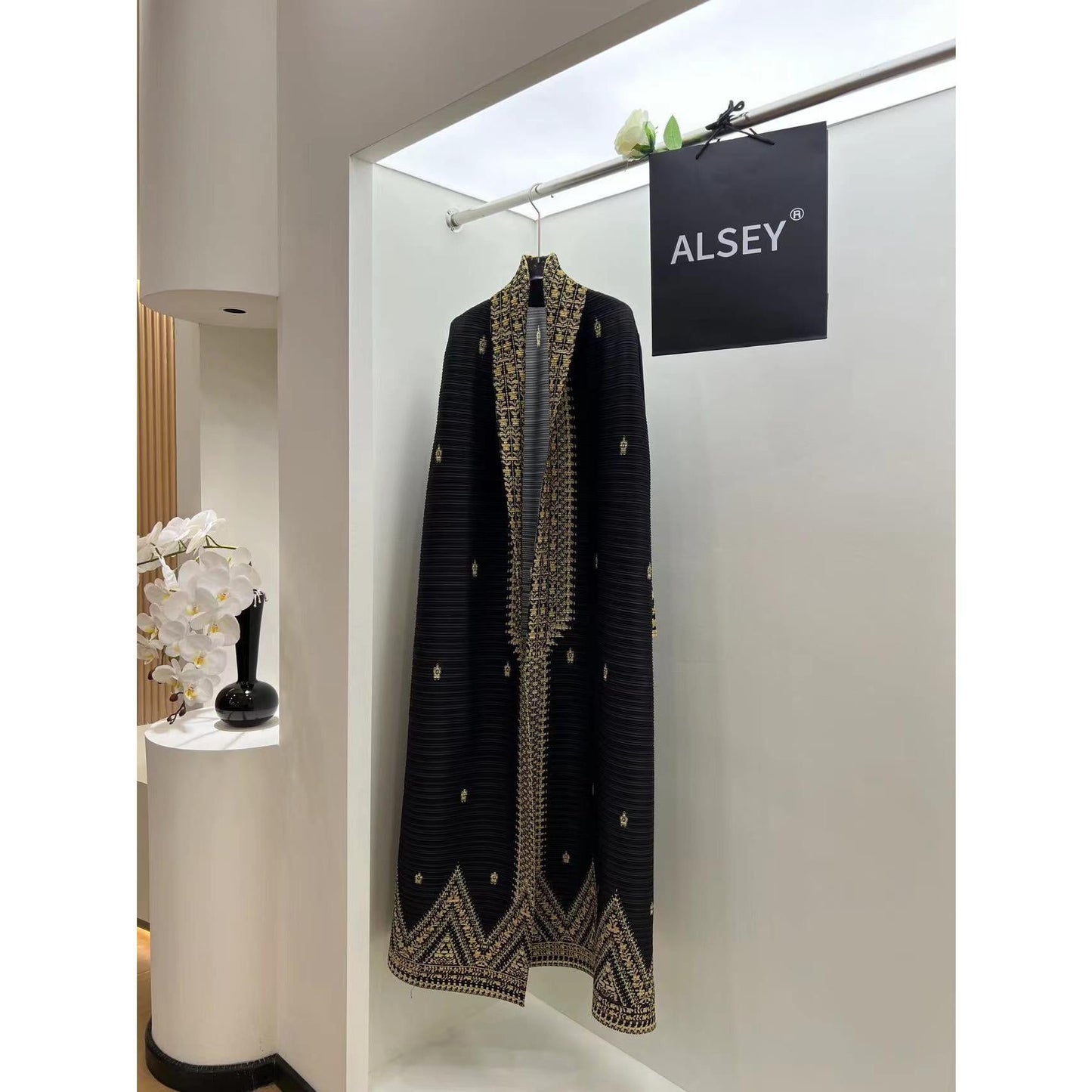 LUMAYA6709 Golden Dynasty , Black Abaya with Intricate Gold Embroidery