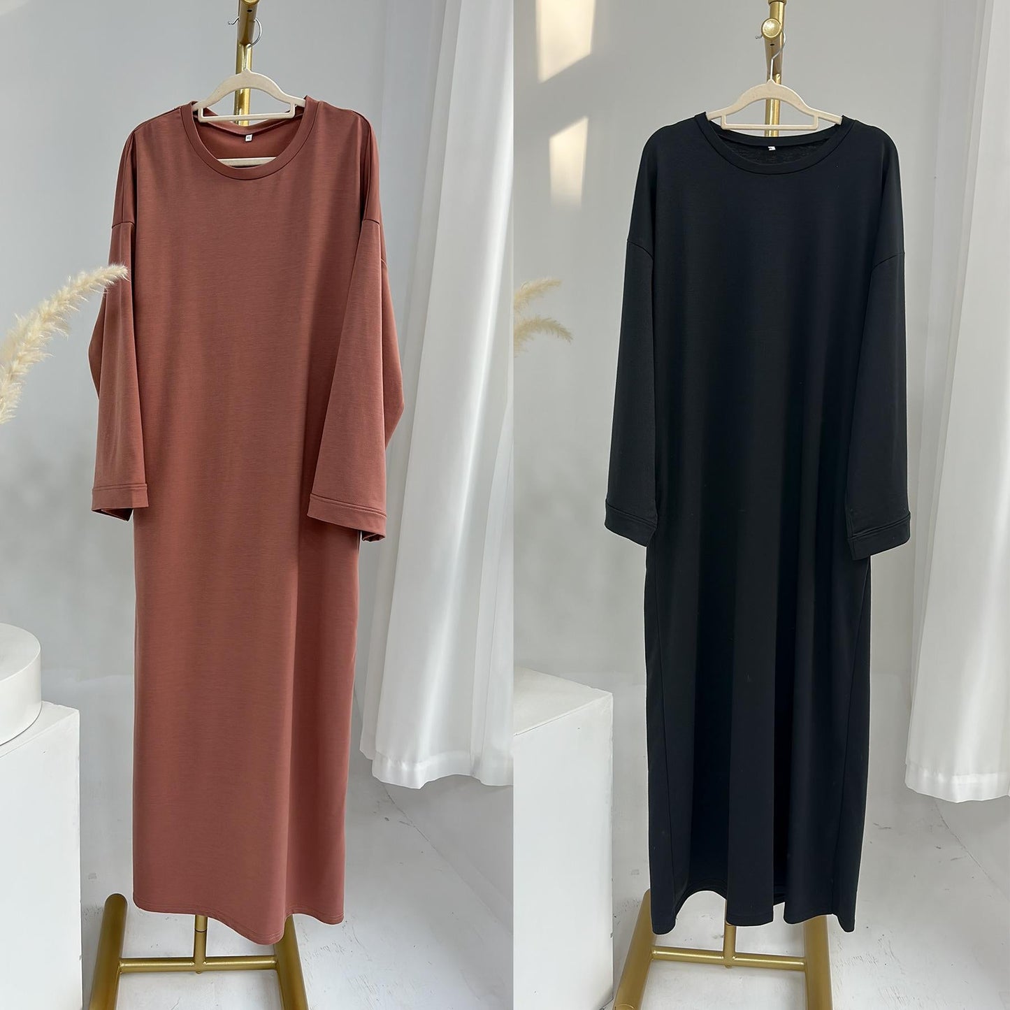 LUMAYA LUMAYA1089 Solid Color Hoodie Dress