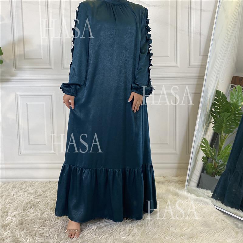 LM6591 Solid Color Turtleneck Long Sleeve Dress with Pleated Waistband