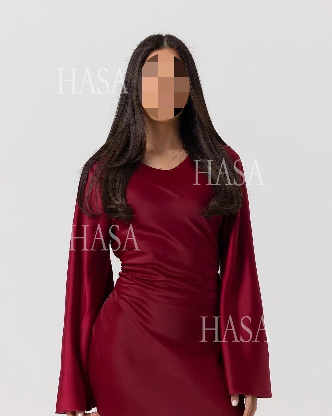 LUMAYA6491 Elegant Bell Sleeve Maxi Dress
