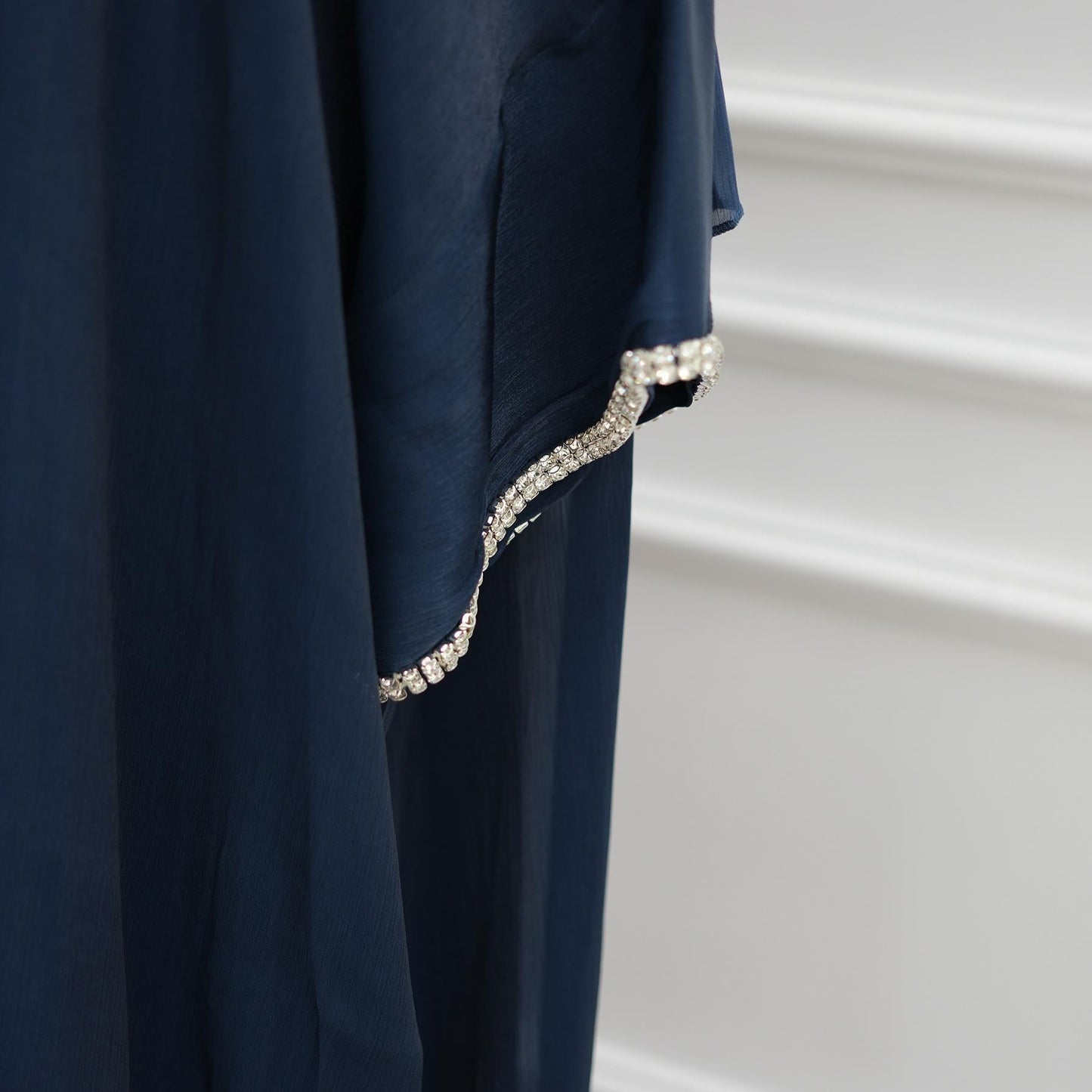 LUMAYA6553  Two-Piece Solid Abaya with Beaded Details and Matching Scarf Option