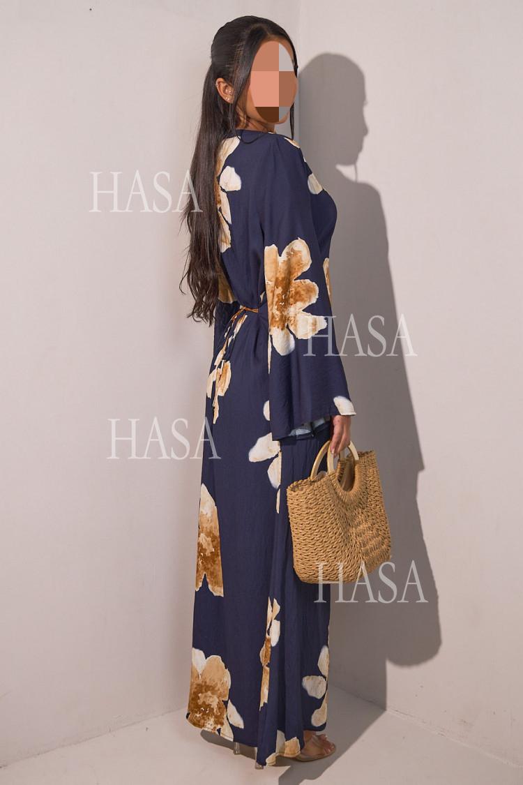 LUMAYA6503 Long-sleeved Waist-length Printed Dress (one Piece)