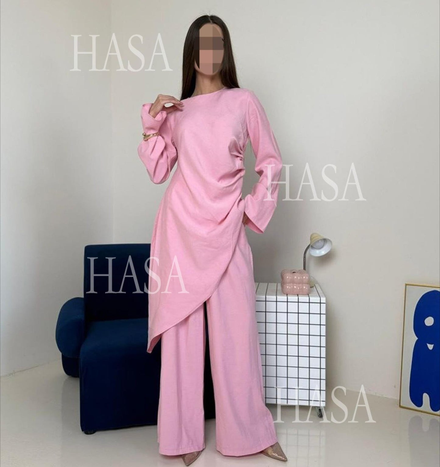 LM6606 Asymmetrical two-piece tunic (with optional headscarf)