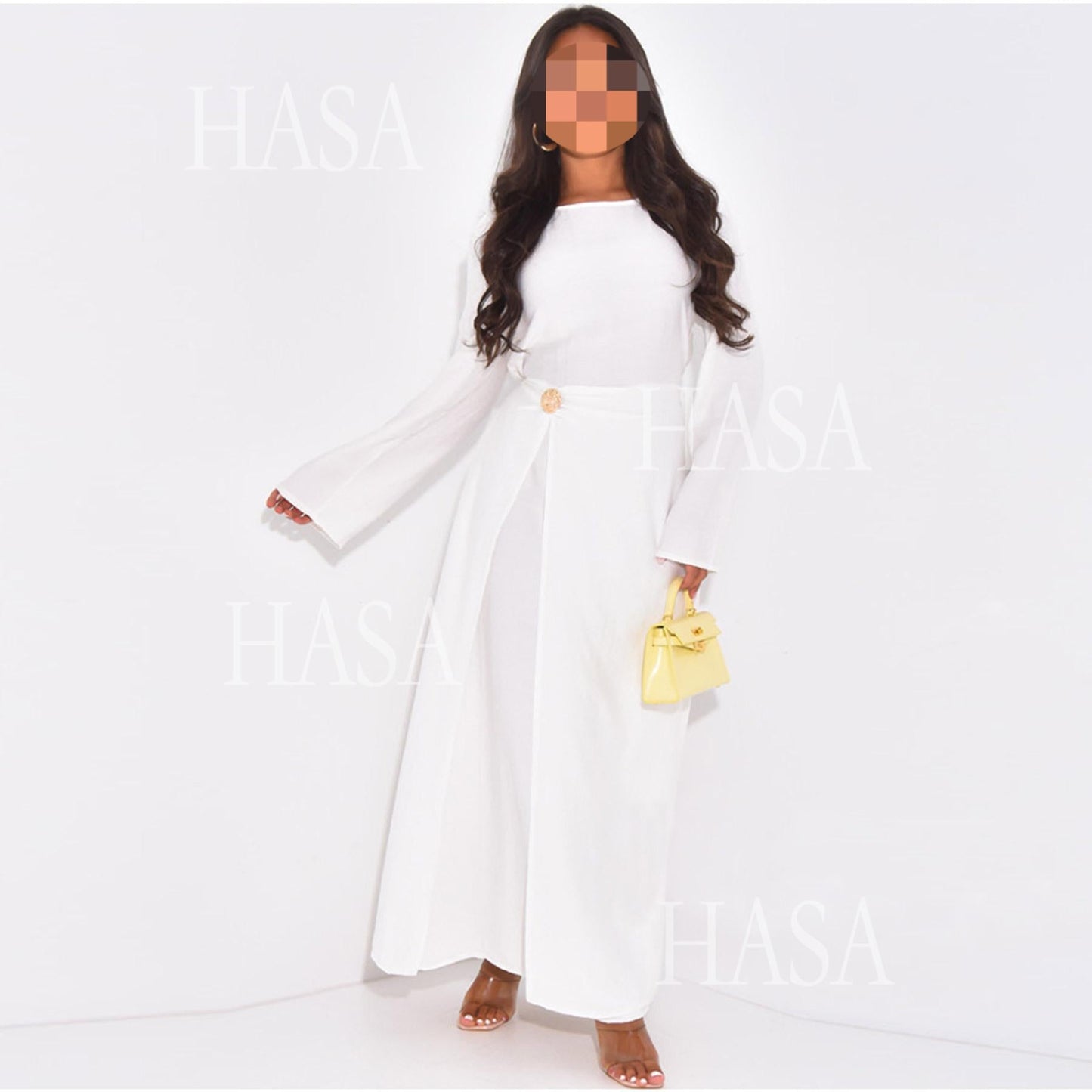 LUMAYA6549 Minimalist Abaya with Waist Detail