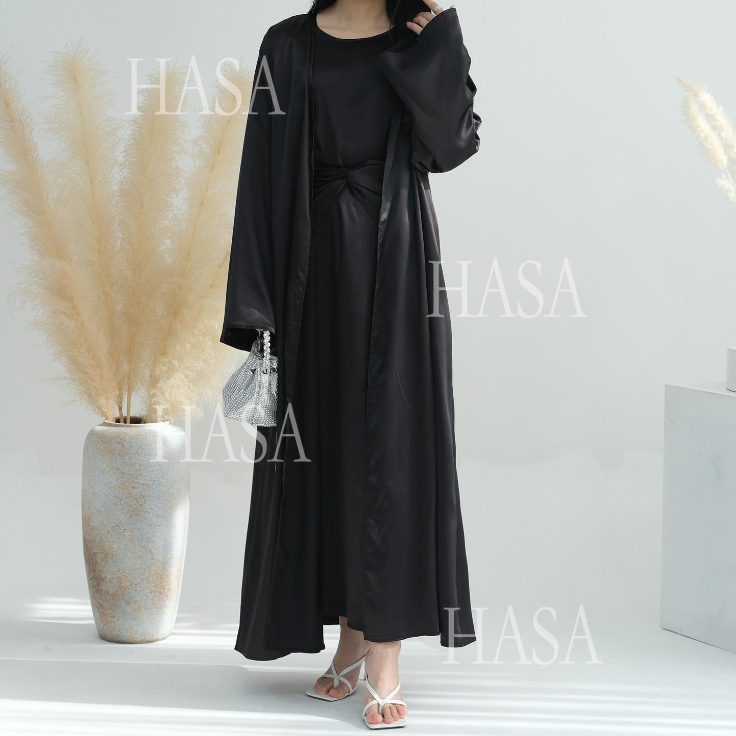 LM6581 Solid color three-piece women's long skirt suit