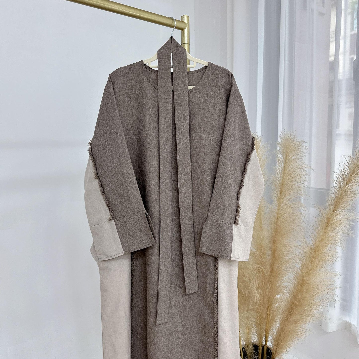 LM5606 Stylish Patchwork Robe - Cardigan and Dress Style