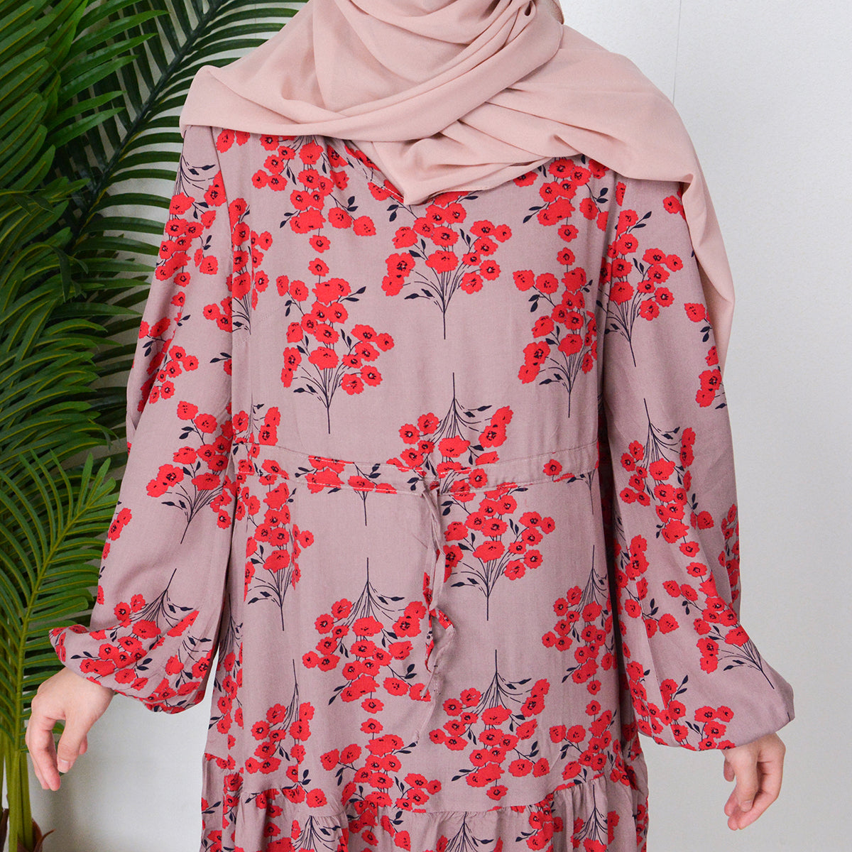 LUMAYA0819 Rayon long dress V-neck flower dress