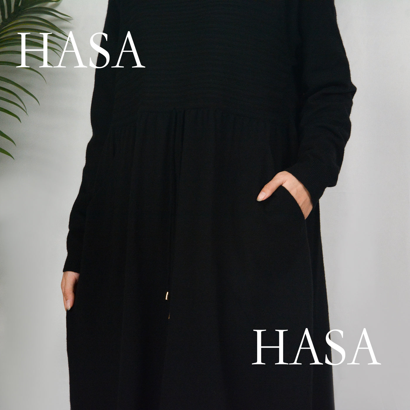 LUMAYA0119 knitted long dress with waist belt and pockets autumn and winter