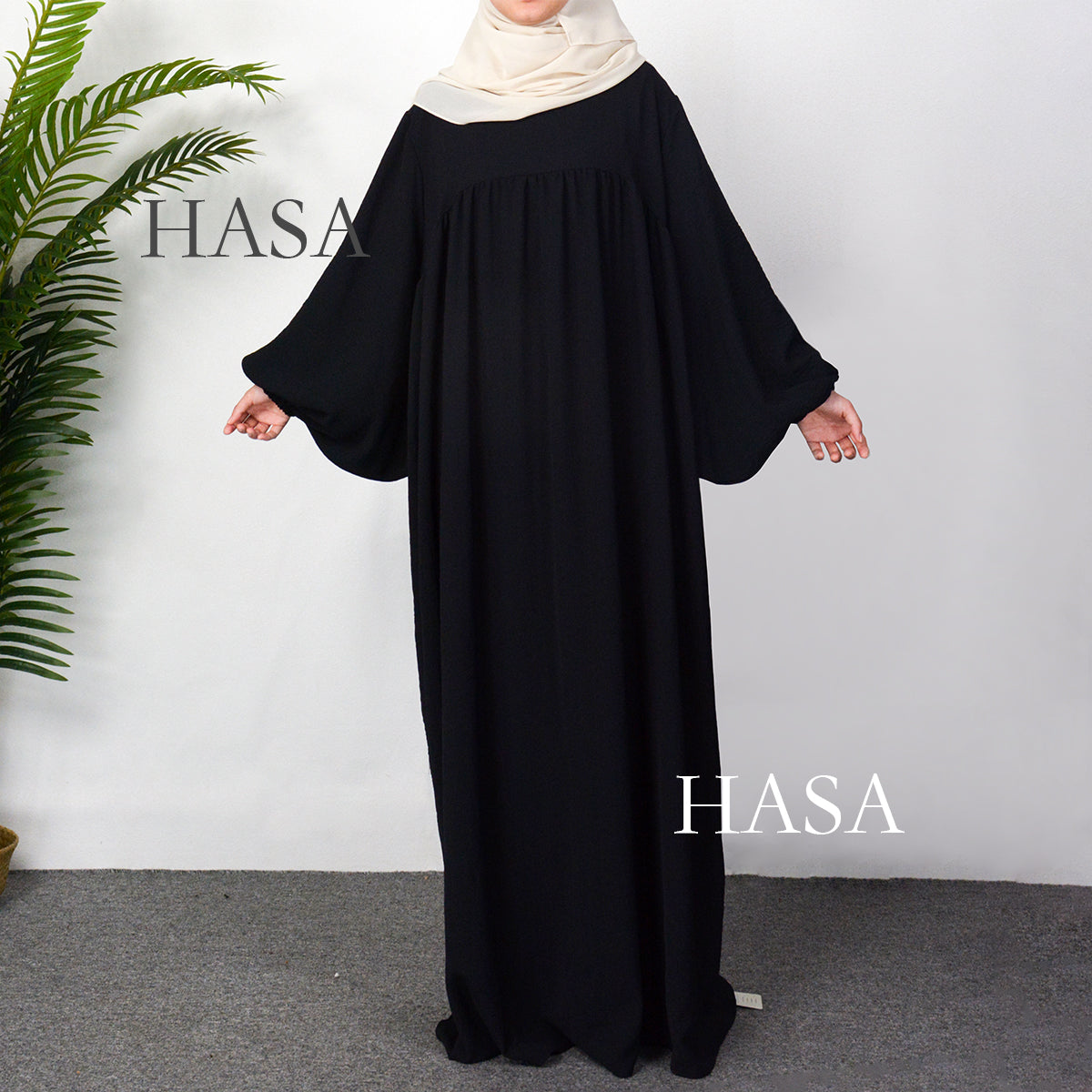 HAYA0429 Muslim OverSize Abaya with special Bubble sleeves for all body Shape
