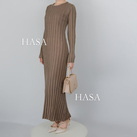 HAYA0112 Knitted long dress warm for autumn and winter