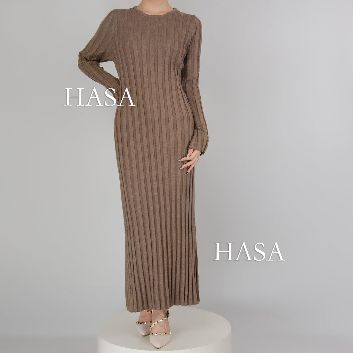 HAYA0112 Knitted long dress warm for autumn and winter